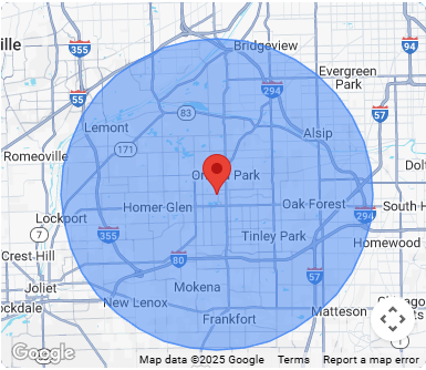 Fixbulance Service Area Map - 10-Mile Radius from Orland Park, IL